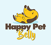 happy pet belly dog logo design 