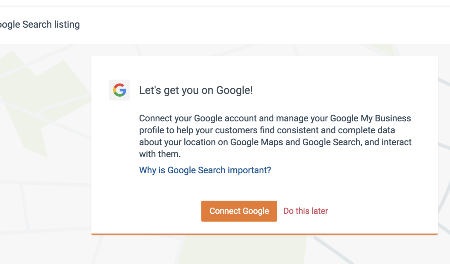 Display of the Button link to connect your business listing to Google