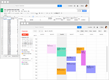 Screen displaying Google Calendar