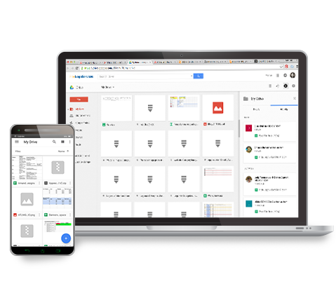 Mobile and Laptop Display of Google Drive