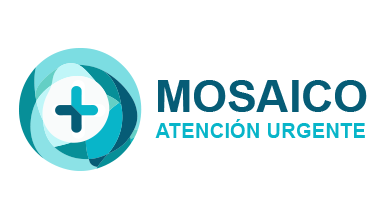 Diseño de AI logo generator de una cruz azul con ondas curvas para Mosaic Urgent Care.