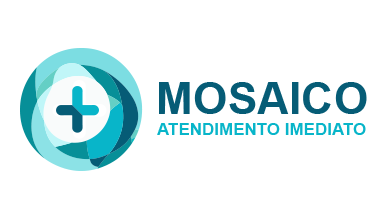 Design do AI logo generator de uma cruz azul com ondas curvas para Mosaic Urgent Care.