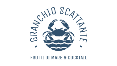 Design AI logo generator di un granchio con onde blu per Snappy Crab Seafood & Cocktails.
