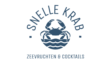 AI logo generator-ontwerp van een krab met blauwe golven voor Snappy Crab Seafood & Cocktails.