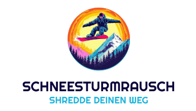 AI-Logo-Generator-Design eines Snowboarders, der über einen schneebedeckten Gipfel schwebt, für Blizzard Rush.