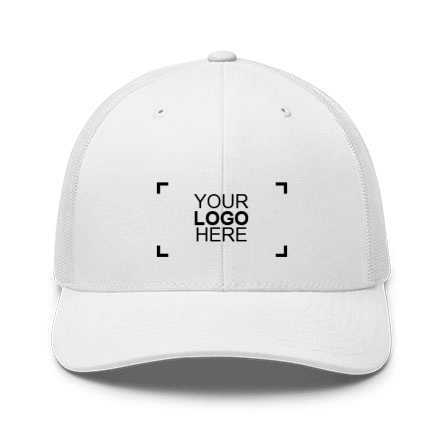 Custom retro trucker hat with sample logo embroidered on the front