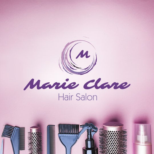 M Initial Text Hair custom logo design example