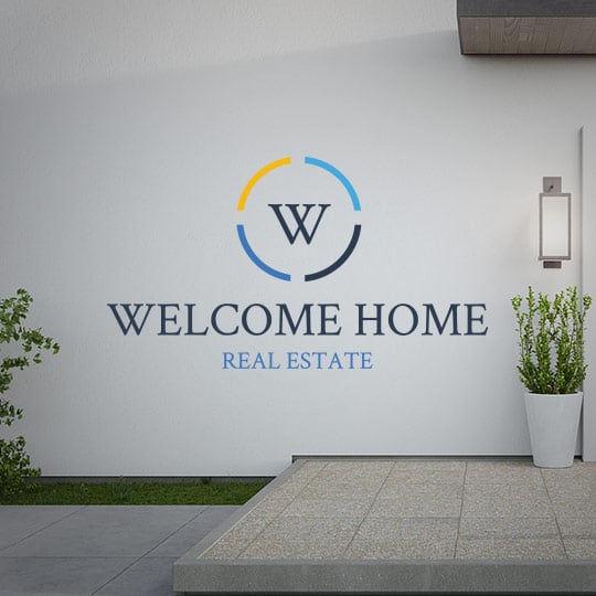 W Initial Text Real Estate custom logo design example