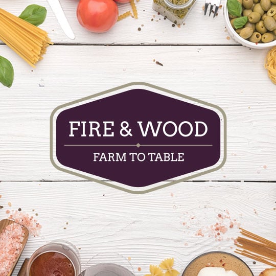 Fire and Wood Badge Custom Logo Restaurant Design Example