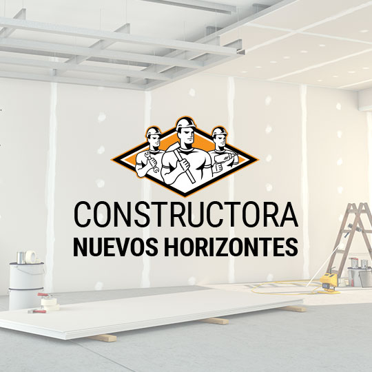 Ejemplo de diseño de logotipo personalizado con ícono de hombres sosteniendo herramientas de construcción