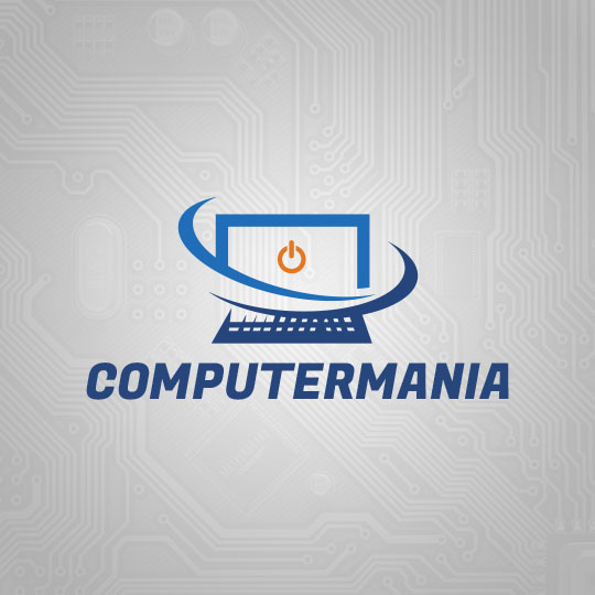 Esempio del design di un logo Personalizzato Icona di un pulsante Play all'interno dello schermo di un laptop