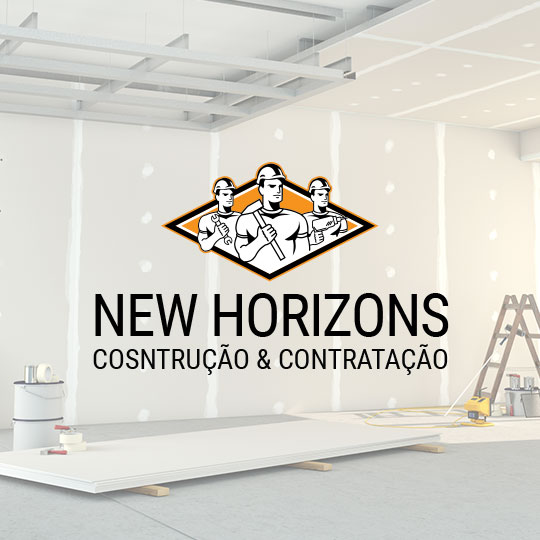 Exemplo de design de logotipo customizado – Homens segurando ferramentas de construção